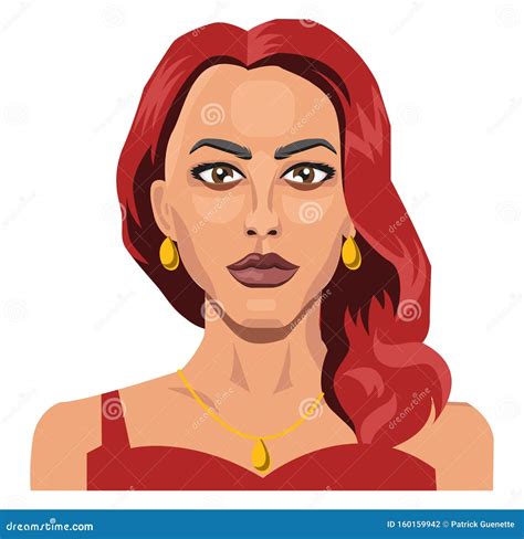 Beautiful Girl With Red Hair Illustration Vector Stock Vector