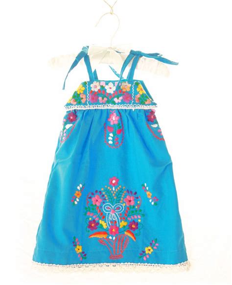 Baby Blue Mexican Embroidered Dress 6800 Via Etsy Mexican
