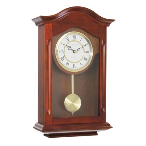Walnut Finish Wood Pendulum Chime Quartz Wall Clock 25054