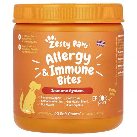 Zesty Paws Aller Immune Bites For Dogs All Ages Lamb 90 Soft Chews