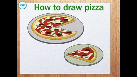 Once the basic shapes are in place. How to draw pizza - YouTube