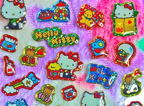 Hello Kitty Puffy Stickers Rainbow Aesthetic Hello