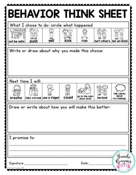 Printable Think Sheet Elementary