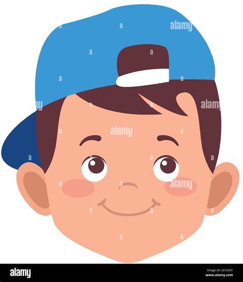 Cute Boy Wearing A Cap Flat Design Stock Vector Image And Art Alamy