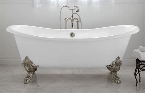 Cheviot products carlton cast iron bathtub with continuous rolled rim, chromeby cheviot products. cast iron claw foot bath tub