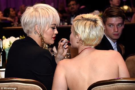 Miley Cyr S P Ckers P For A Kiss With Rita Ora Before They Get Cosy O