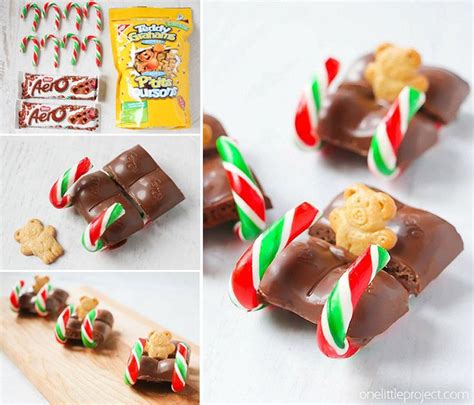 Candy Cane Teddy Graham Sleds Recipe Easy Christmas Treats Teddy