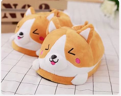 Free Shipping Corgi Dog Doge Winter Indoor Slippers Plush Home Shoes