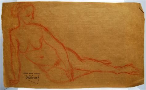 DRAWING MARTHE DELACROIX Sketch Sanguine Naked Woman Stamp Workshop PicClick UK