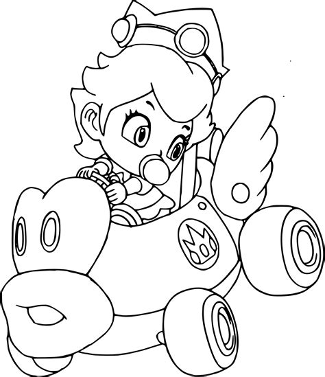 Super mario t'attend pour faire un tour avec lui dans son super kart. Coloriage Peach Mario Kart à imprimer sur COLORIAGES .info