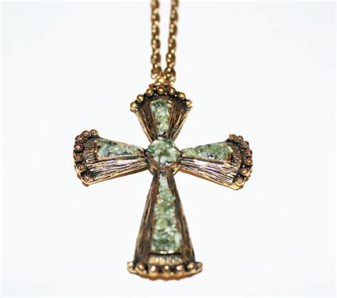 Vintage Gold Cross With Jade Pieces By Gener8tionscre8tions Gold