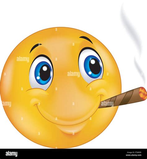 Smiley Emoticon Smoking Cigar Image Vectorielle Stock Alamy