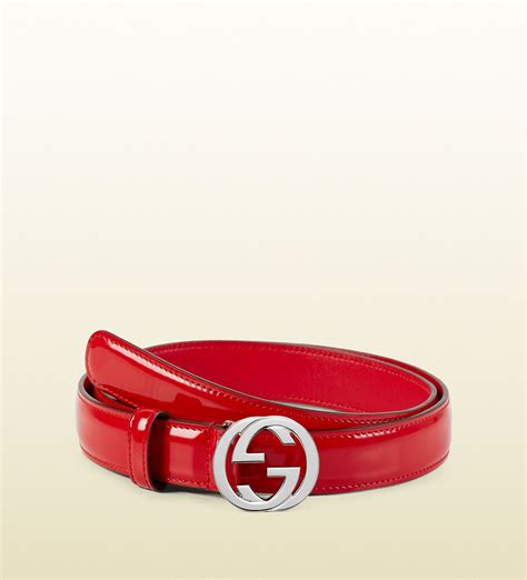 Gucci Hibiscus Polished Leather Belt With Interlocking G Buckle Pink