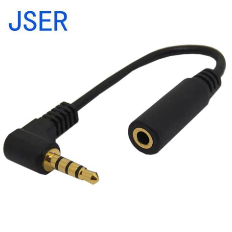 90 Degree Right Angled 35mm 4 Poles Audio Stereo Male To Female