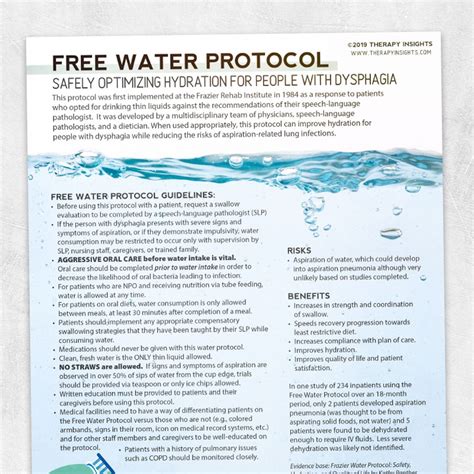 Free Water Protocol Adult And Pediatric Printable Resources For