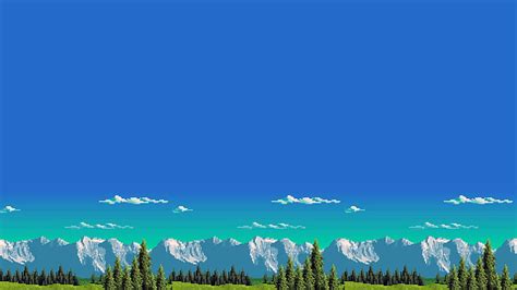 Hd Wallpaper Mountains And Trees Painting Pixel Art 8 Bit Retro