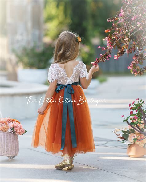 Burnt Orange Flower Girl Dress Fall Flower Girl Dress For Wedding