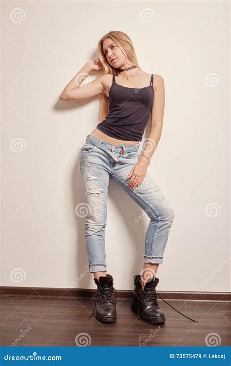 Blond Girl Posing Stock Image Image Of Sensual Undress 73575479
