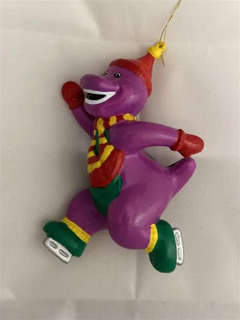 Barney The Dinosaur Skating With Hat And Scarf Christmas Ornament Kurt