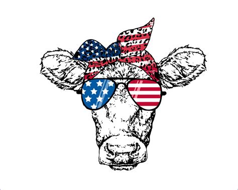 Cow Bandana Heifer Cow Usa American Flag Bandana Etsy