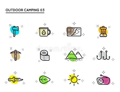 Set Of Vector Camping And Outdoor Activity Icons Wilderness Vector