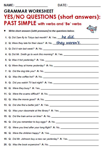 Picture Yes Or No Questions Grammar Worksheets English Grammar