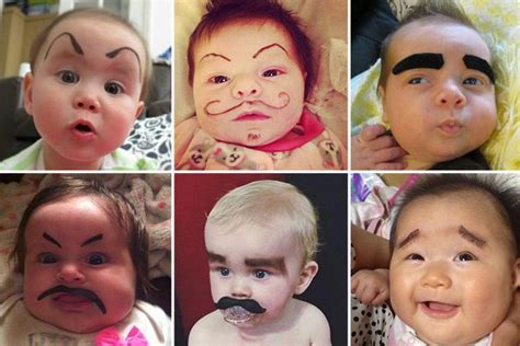 Parents Draw Eyebrows On Their Babies Faces With