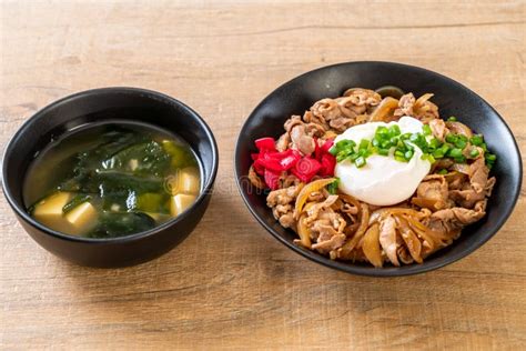 Pork Rice Bowl With Egg Donburi Japanese Food Stock Image Image Of Food Onsen