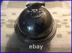 Old Silver Plated Covered Butter Dish Rare Rogers Bro Mark Cow Lidded Bowl Silver Plate