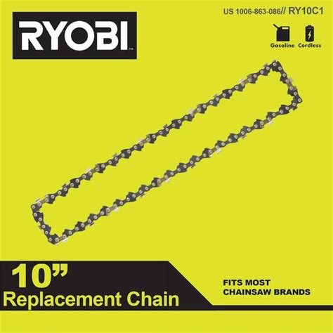 Ryobi 10 In 0043 Gauge Replacement Chainsaw Chain 40 Links Single