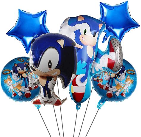 6 Pcs Sonic The Hedgehog Balloons Birthday Party Supplies Kids