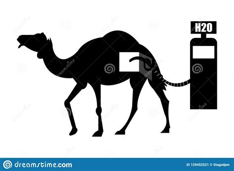 Black Silhouette Of A Camel Fueled On A Gas Station Stock