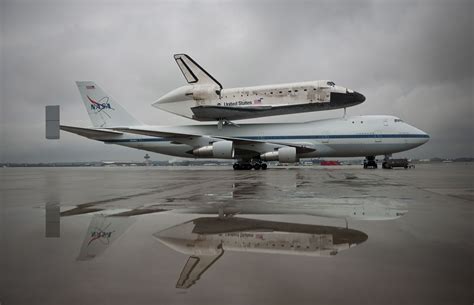 April 18 2012 Discovery Mounted Atop A Nasa 747 Shuttle Carrier Aircraft