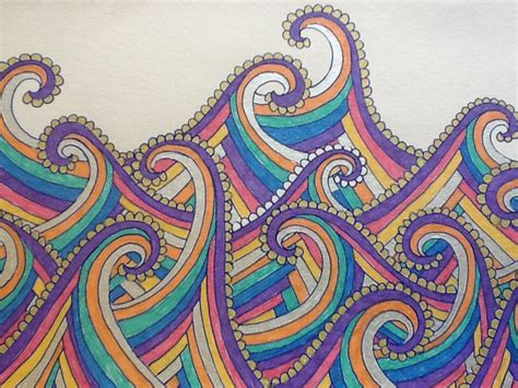 Waves Zentangle Art By Delwyn Mcmanus Nz Doodle Waves Zen