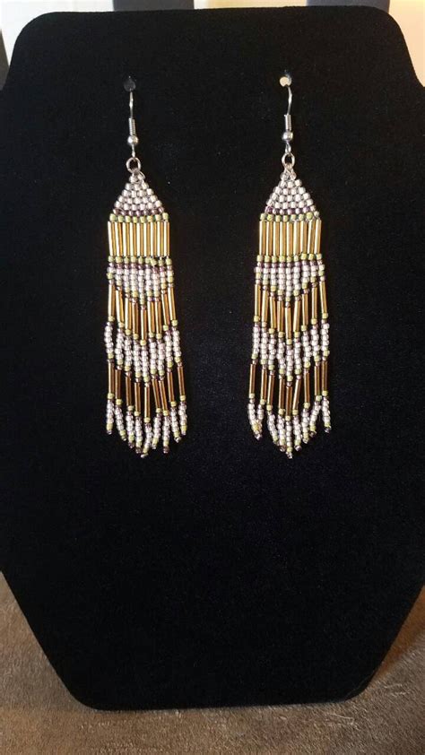 Classic Native American Brick Stitch Fringe Earrings With A Etsy
