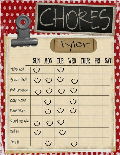 10 Year Old Chore Chart Printable Images And Photos Finder