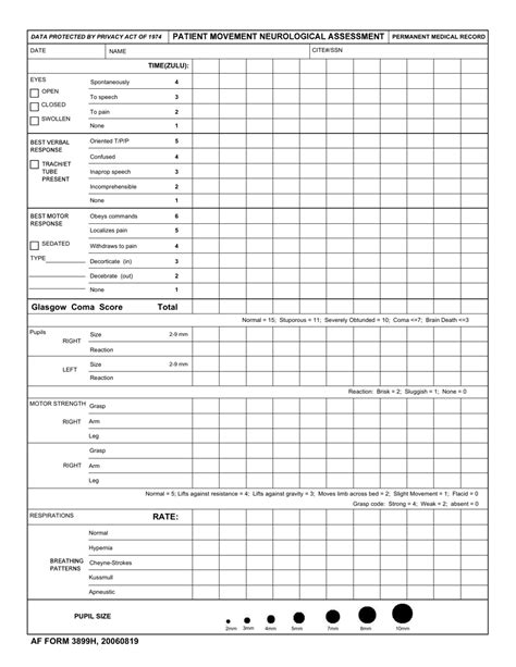 Printable Neuro Check Form Printable Forms Free Online