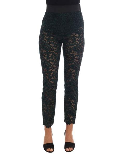 Dolce Gabbana Floral Lace Leggings Pants In Green Save 26 Lyst