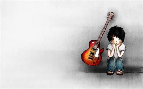 Renders vocaloid two male anime characters playing guitar. Sad Anime Guy With Guitar Wallpapers - Wallpaper Cave