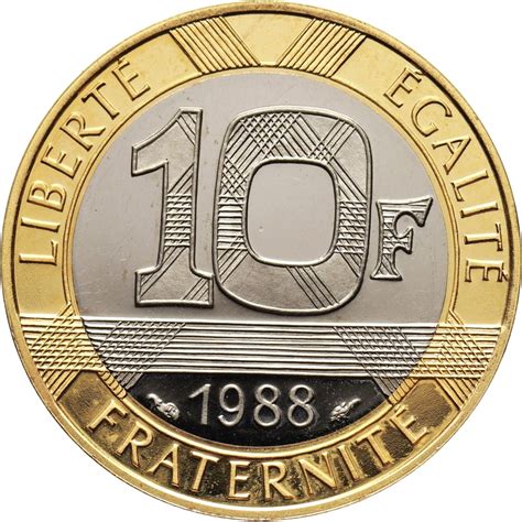 France 10 Francs 1988 Spirit Of Bastille Bimetal