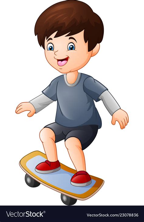 Cartoon Happy Boy Playing Skateboard Royalty Free Vector
