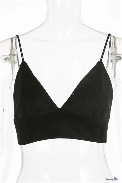 Sexy Spaghetti Straps Low Cut Summer Cami Plain Cropped Top