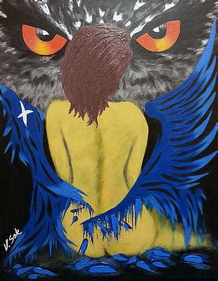 Owl Faces Painting Bravery By Vanny Sok Back Painting Figure