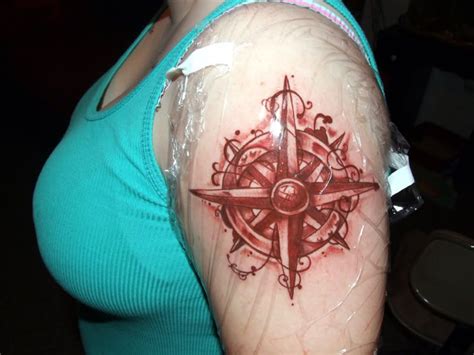 11 decade shopowner hays 10years tattoo justapiercer tats holepoker haysks anniversary. Tattoos, Compass tattoo, Compass tattoo design