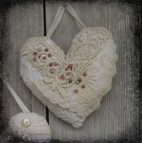 Vintage Lace Hearts Valentines Inspiration Fabric Hearts Heart Crafts