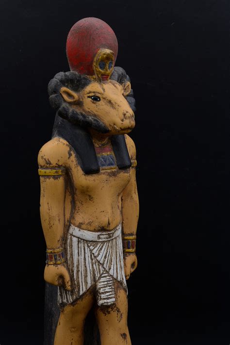 Egyptian Statue Khnum God Of Potters Sculpture Painted Heavy Etsy