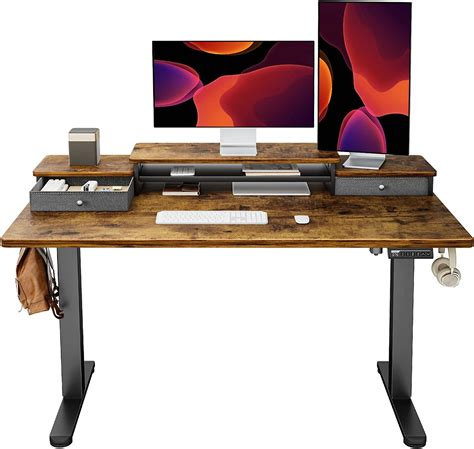 Ergear Electric Standing Desk With Double Drawers 48x24