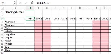 Excel Créer Un Planning Avec Mise En Forme Conditionnelle