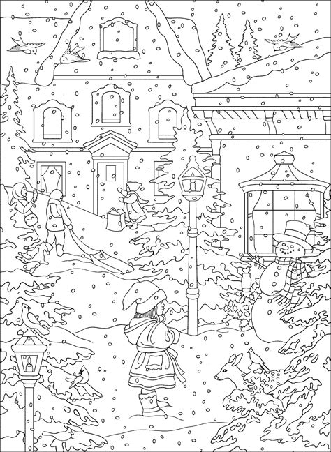 Winter Scene Coloring Coloring Pages