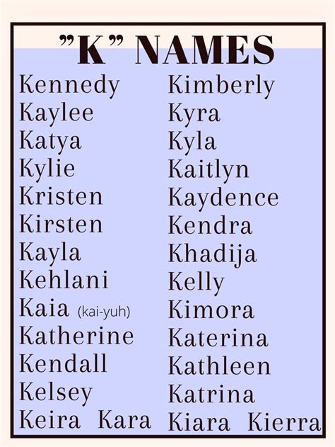 K Names Sweet Baby Names Names With Meaning Best Character Names